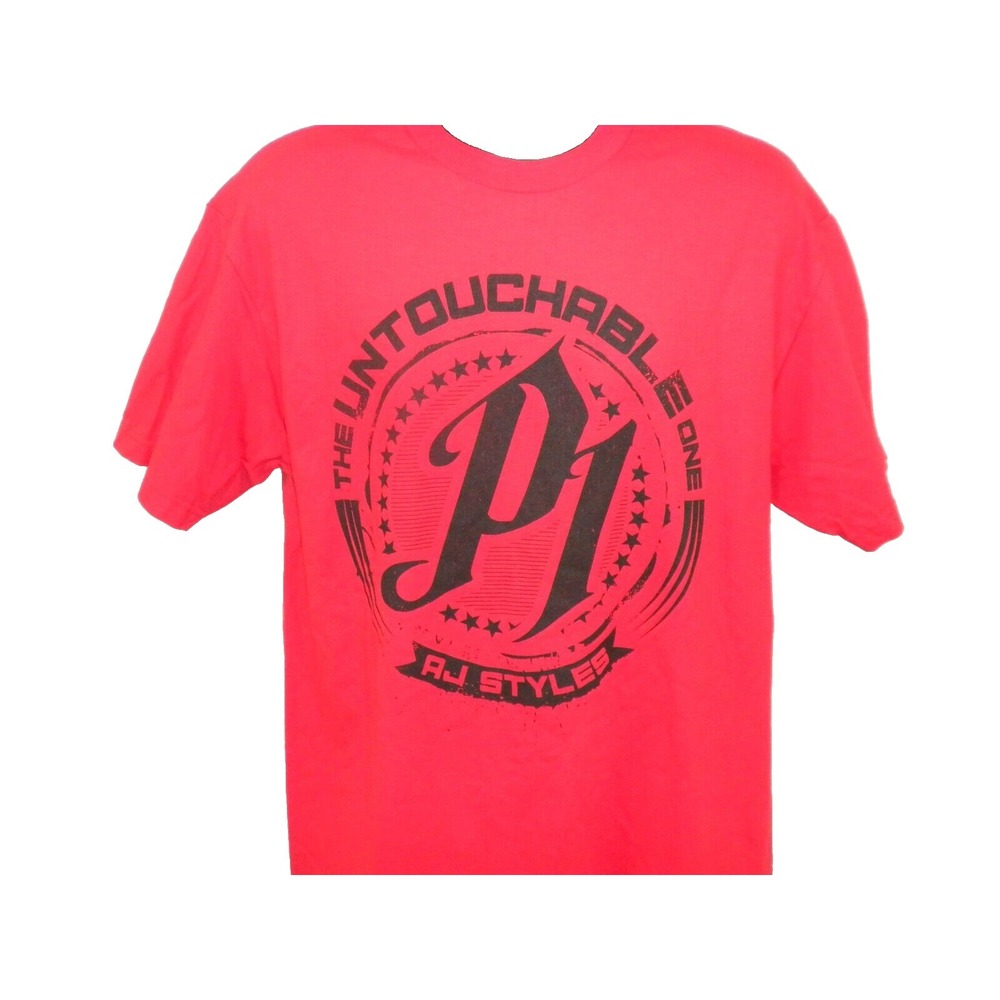 WWE AJ Styles T-shirt L Red‎ Untouchable One Hard To Follow Wrestle Royal Rumble - Picture 6 of 14